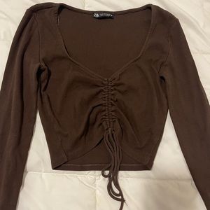 Brown crop top from Zara